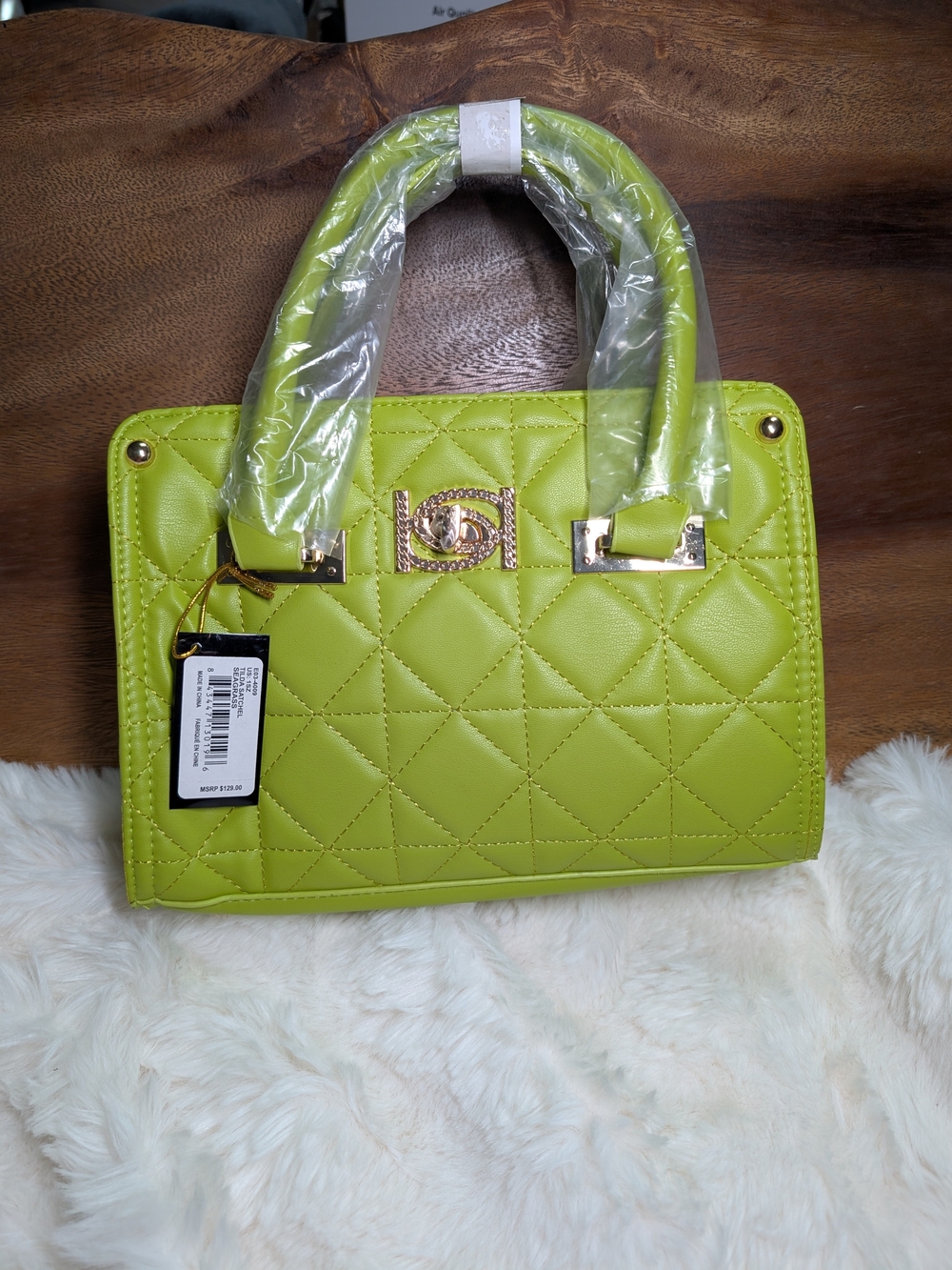 H-134 bebe Tilda Quilted Satchel Handbag – Seagrass Green NWT - Picture 2 of 9